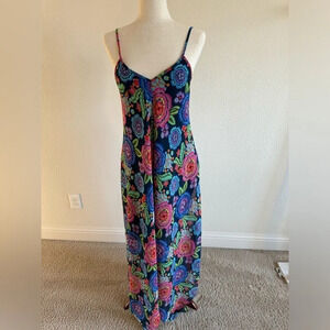 Just Taylor Floral Dress Womens Blue Floral Spaghetti Strap -Hanky Hem- size 6 …